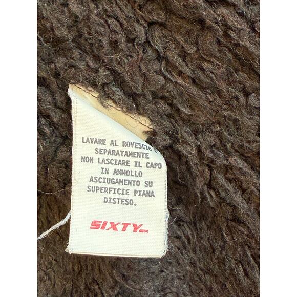 Vintage Energie Miss Sixty Mens Small Wool Sweater Cable Knit Sherpa Lined Italy - Picture 6 of 11